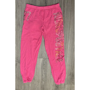 Aeropostale Barbiecore Pink Sequined Logo Sweat Pants Lounge‎ Athleisure Medium